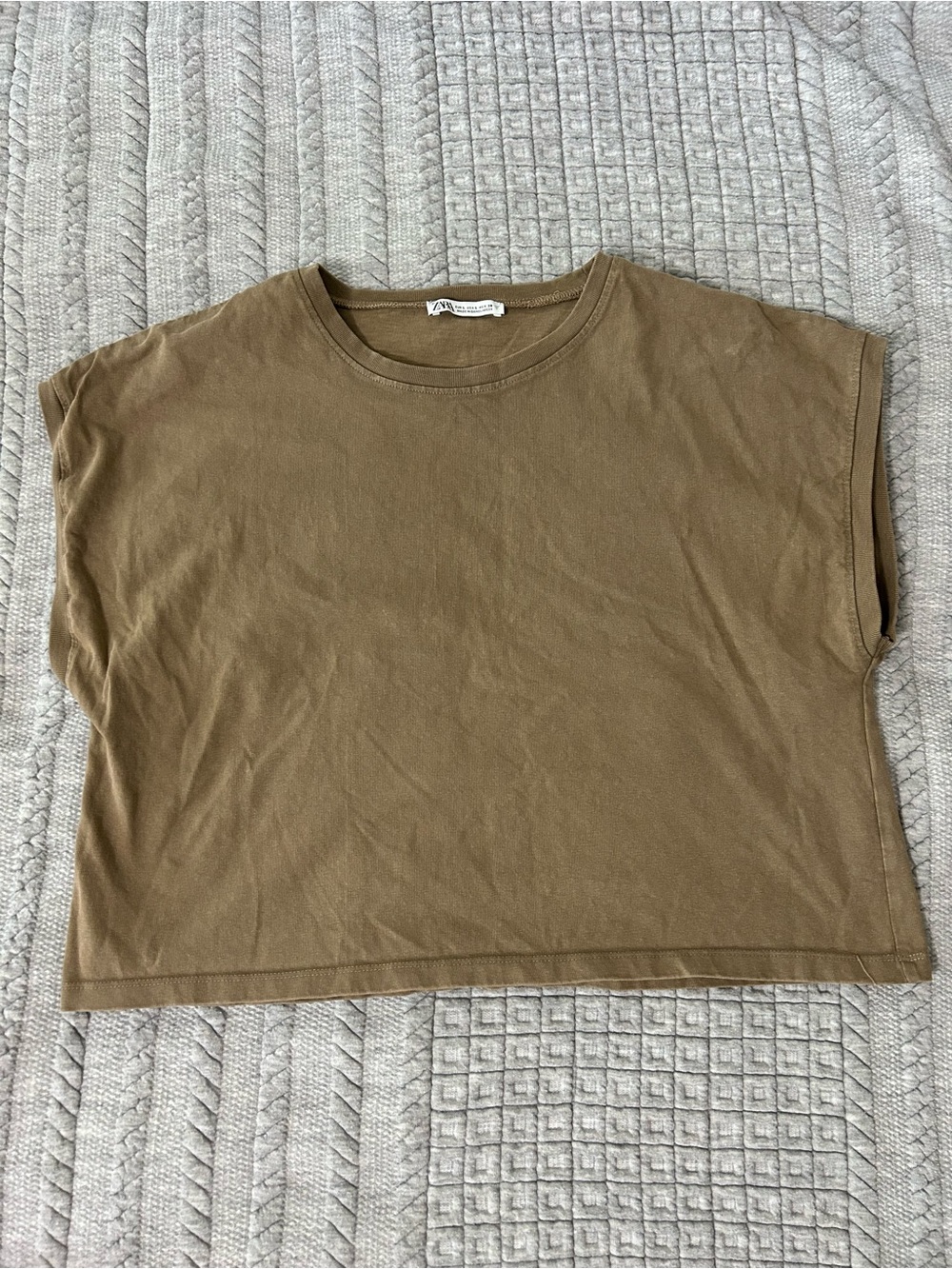 Zara Olive Brown Cropped Crewneck Tank
